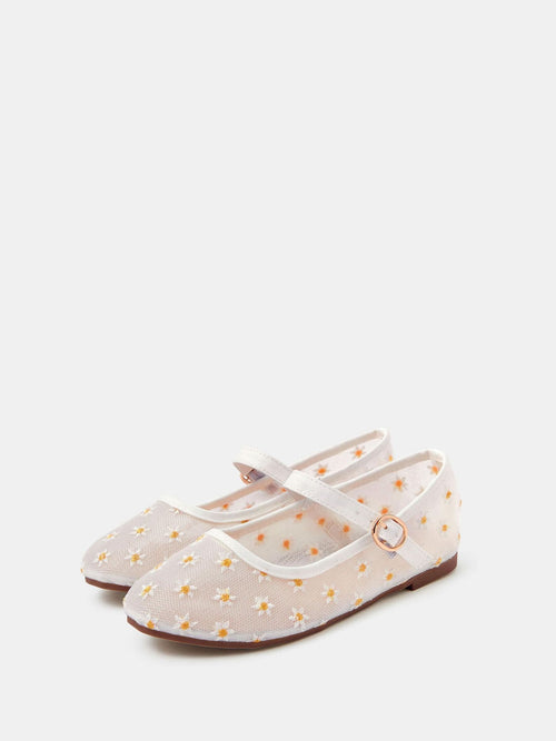 Angels By Accessorize White Daisy Mesh Ballet Flats image 1