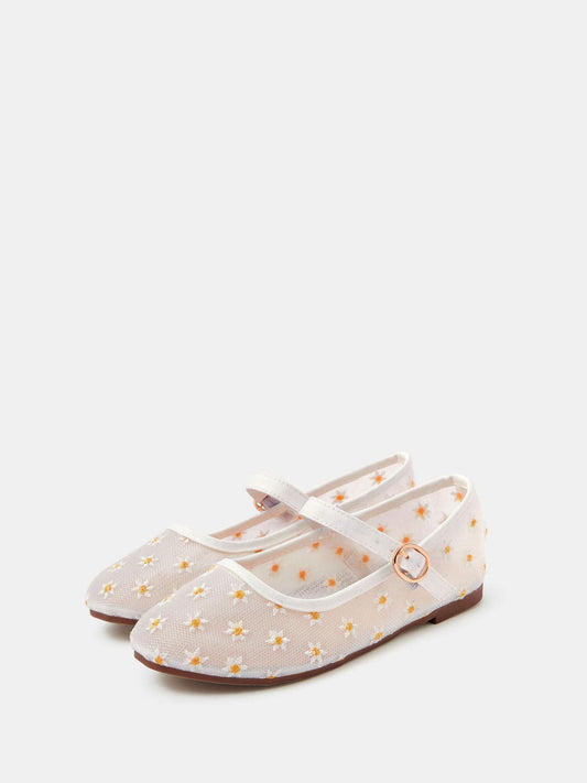 Angels By Accessorize White Daisy Mesh Ballet Flats image 1