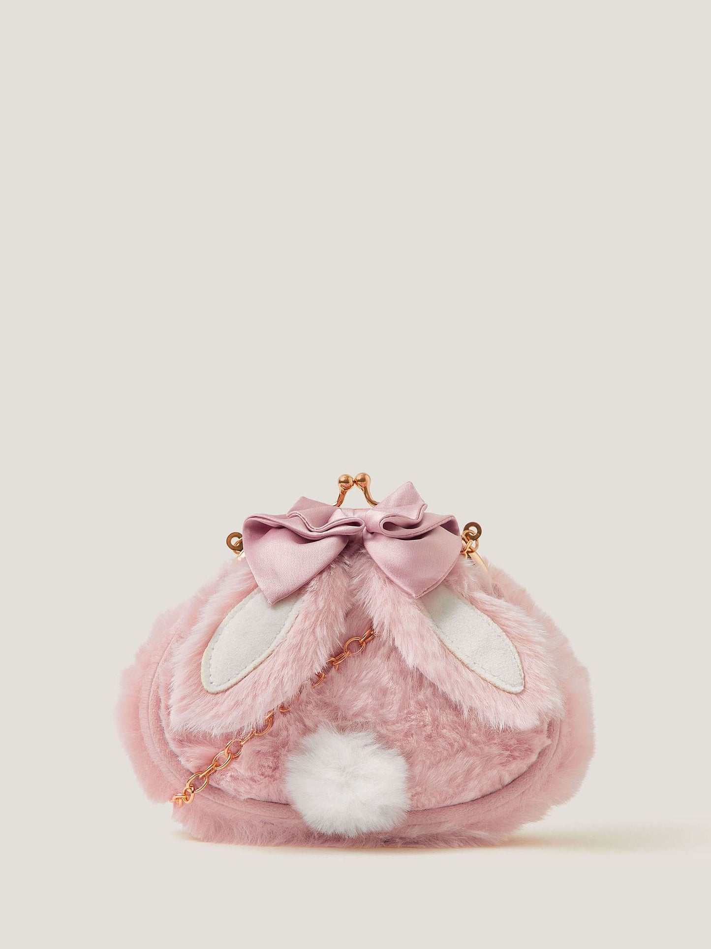 Monsoon Pink Beau Fluffy Bunny Clip Frame Bag image 1