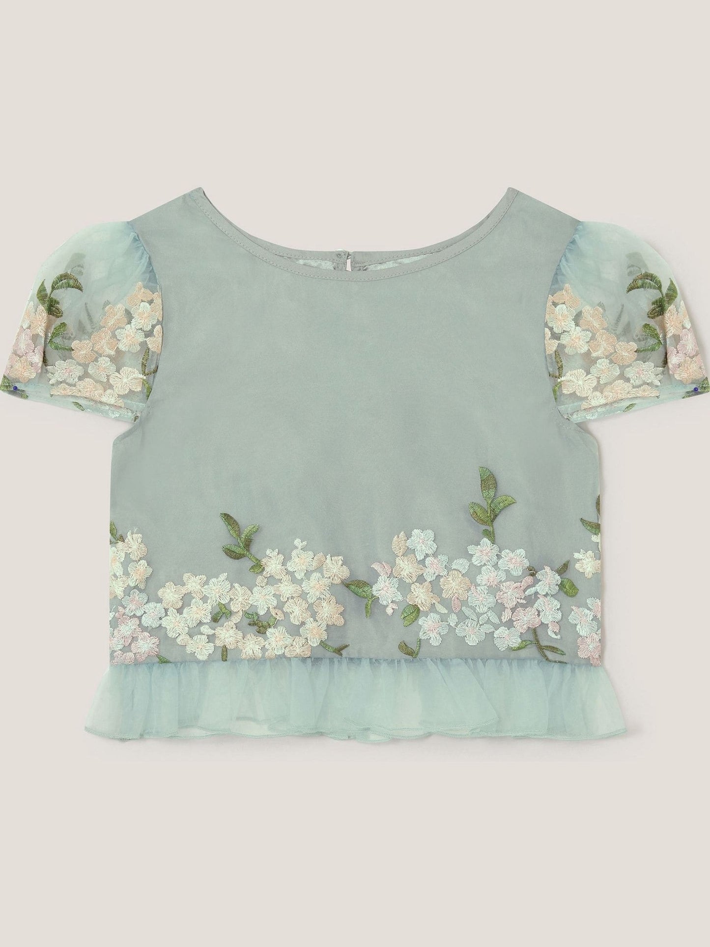 Monsoon Green Floral Embroidered Party Top image 2