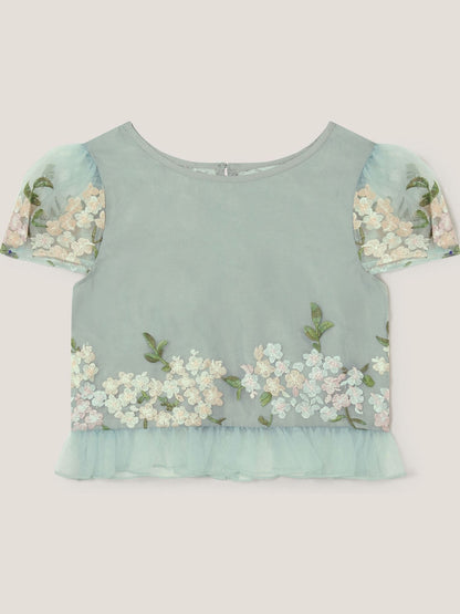 Monsoon Green Floral Embroidered Party Top image 2
