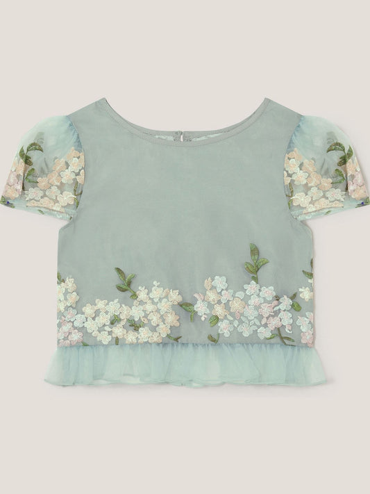 Monsoon Green Floral Embroidered Party Top image 2