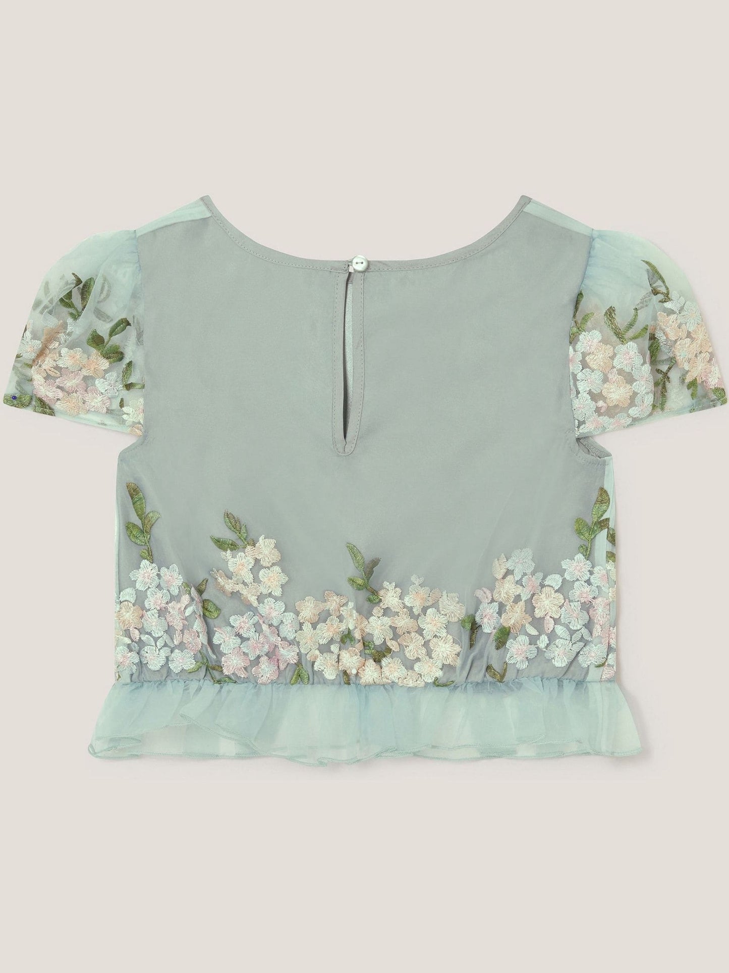 Monsoon Green Floral Embroidered Party Top image 3