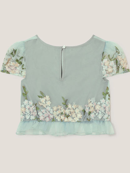 Monsoon Green Floral Embroidered Party Top image 3