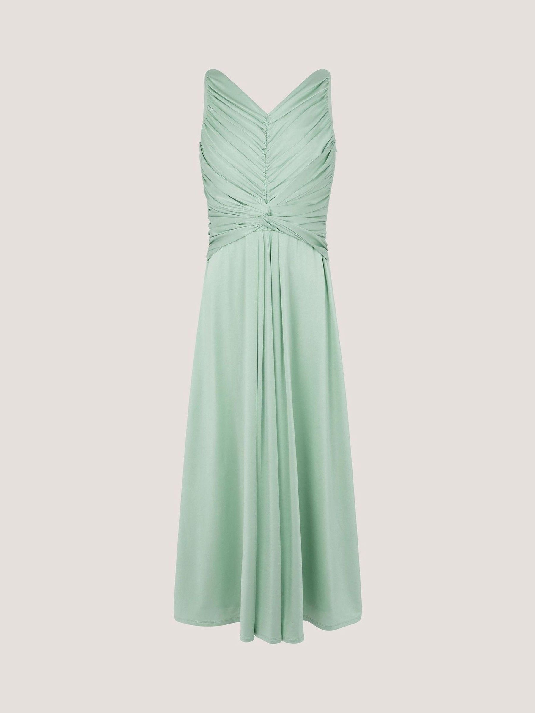 Monsoon Green Skye Ruched Knot Jersey Prom Dress image 2