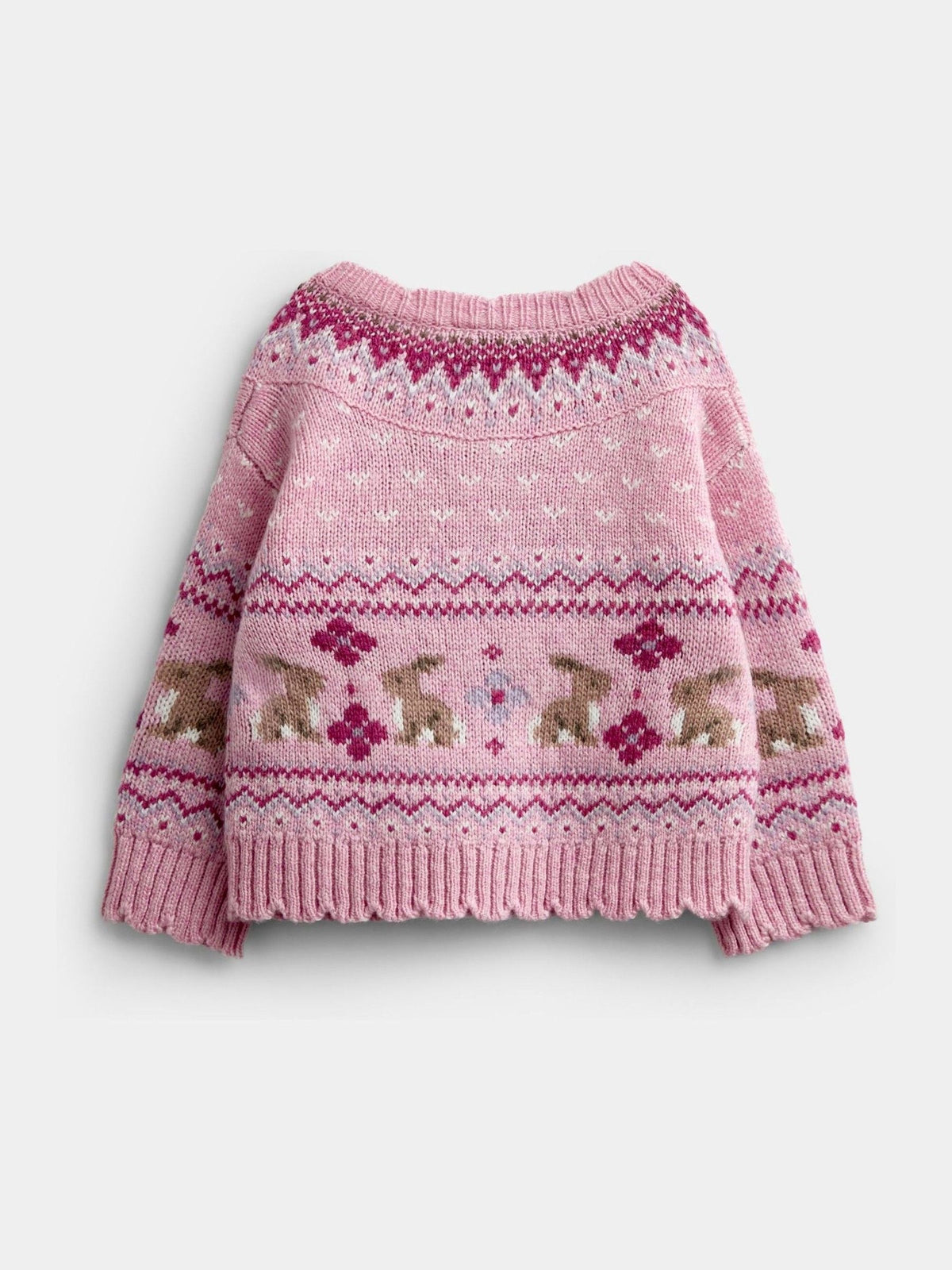 Dsiney Kidz - Jojo Maman Bébé Berry Red Bunny Fairisle Knit Cardigan image 2