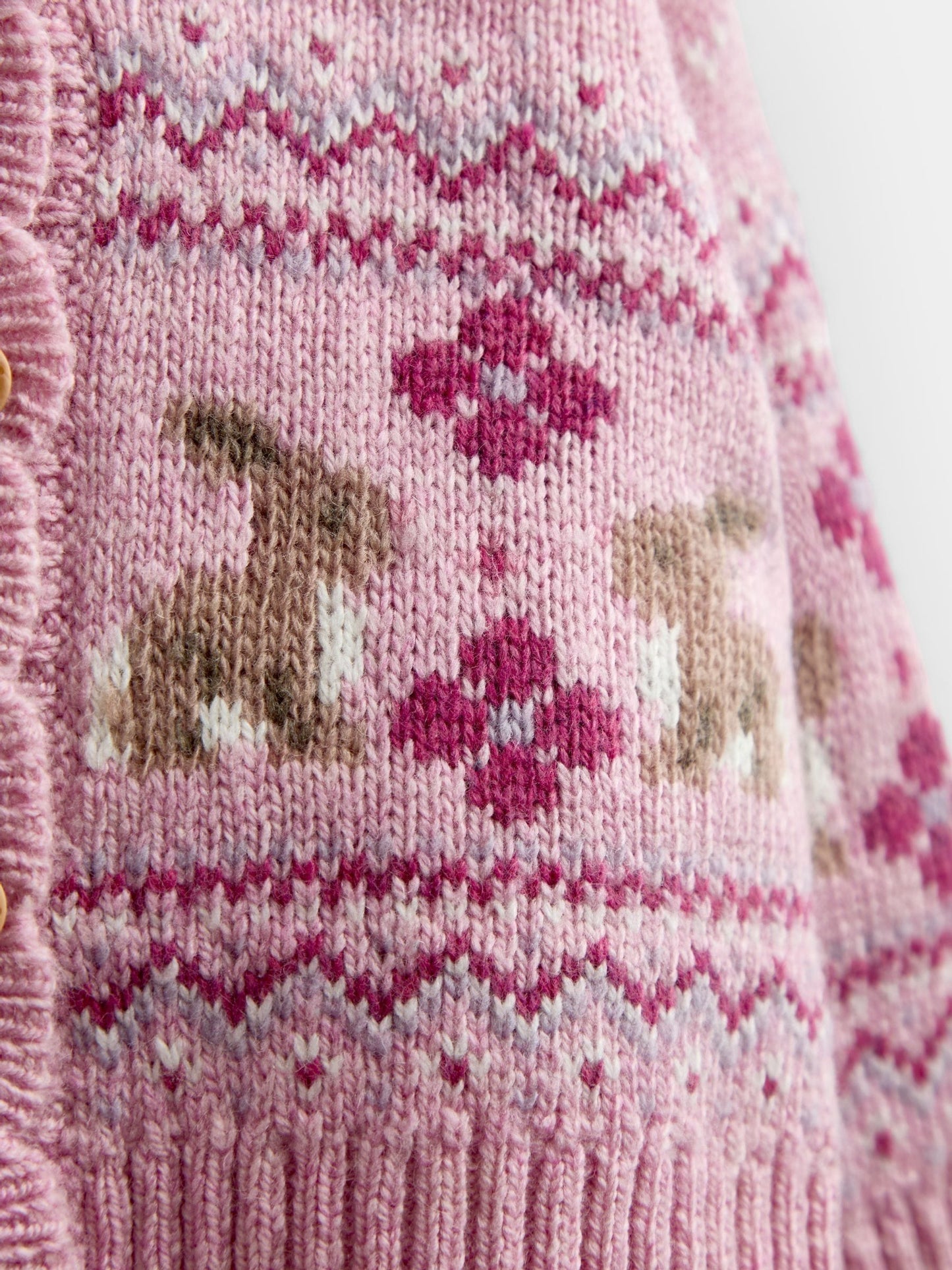 Dsiney Kidz - Jojo Maman Bébé Berry Red Bunny Fairisle Knit Cardigan image 4