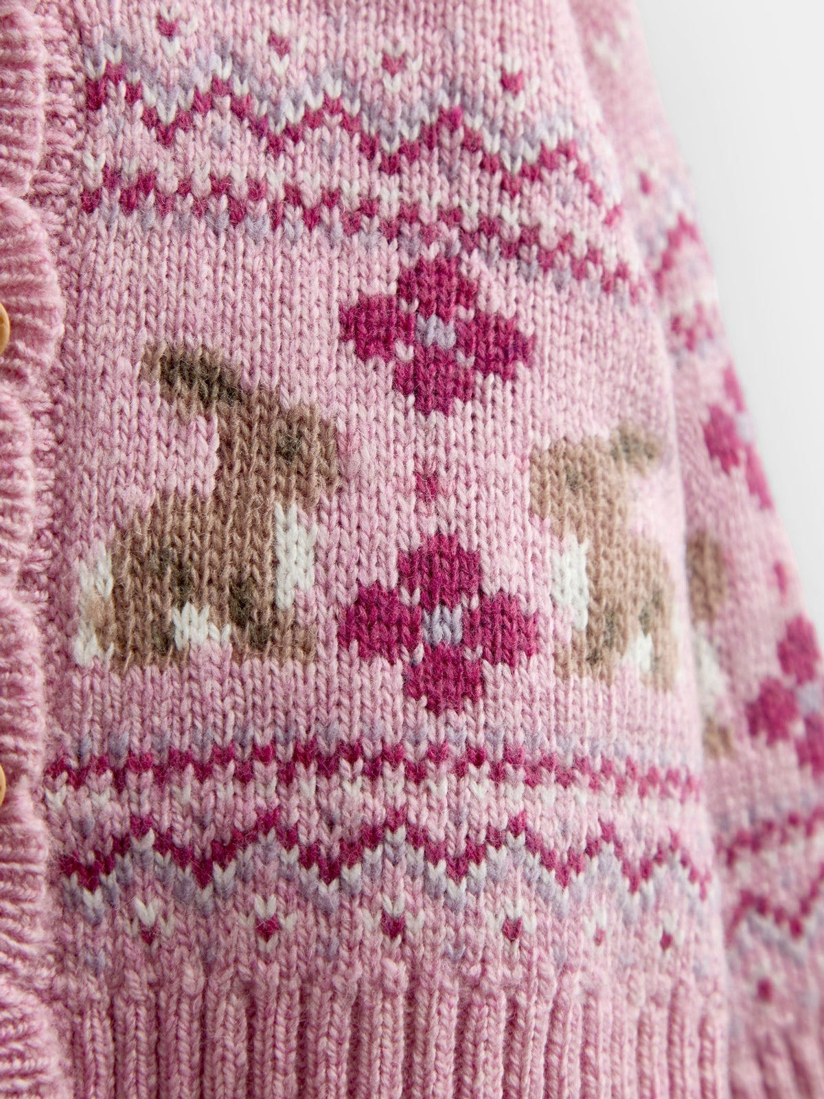 Dsiney Kidz - Jojo Maman Bébé Berry Red Bunny Fairisle Knit Cardigan image 4
