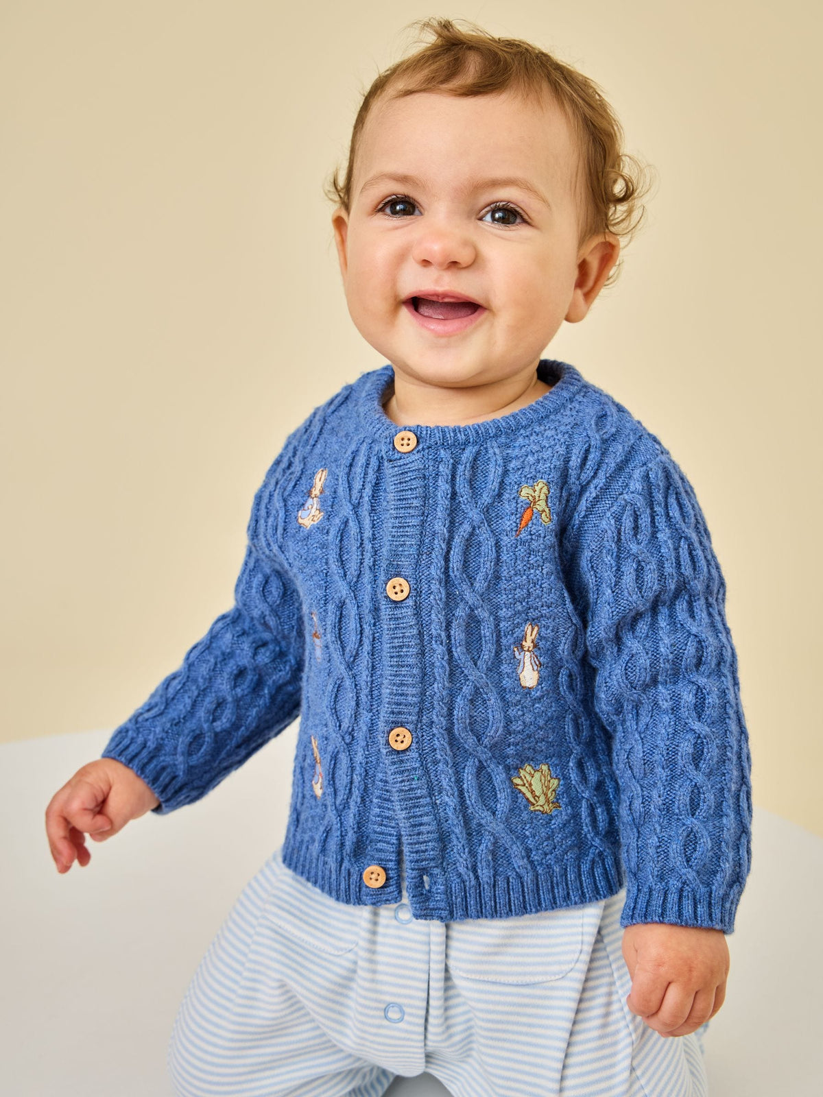Jojo Maman Bébé Blue Peter Rabbit™ Cable Knit Cardigan - image 1