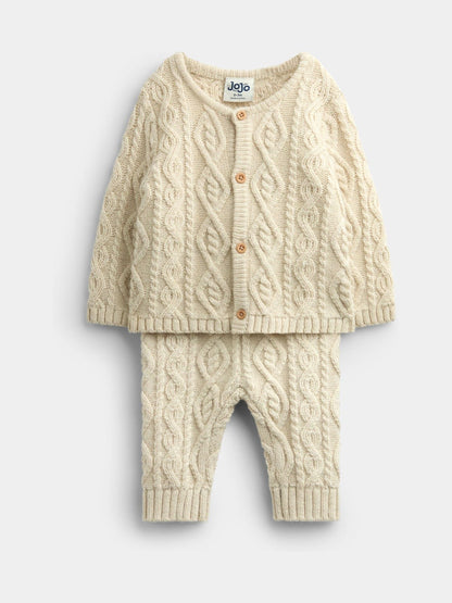 JoJo Maman Bébé Natural Cable 3-Piece Cable Knit Set - image 2