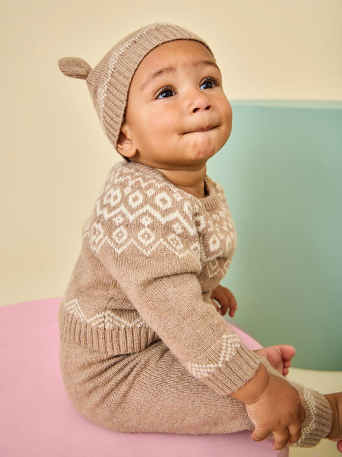 Dsiney Kidz - JoJo Maman Bébé Brown Fairisle 3-Piece Fairisle Knit Set image 1