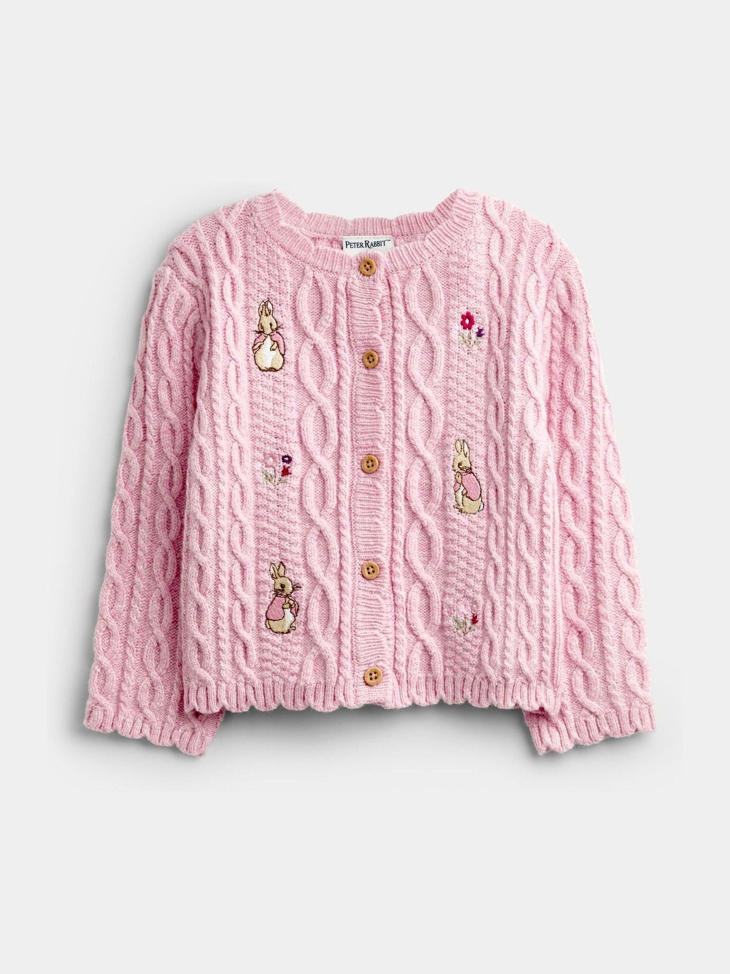 Dsiney Kidz - JoJo Maman Bébé Pink Peter Rabbit Flopsy Embroidered Cable Knit Cardigan image 1
