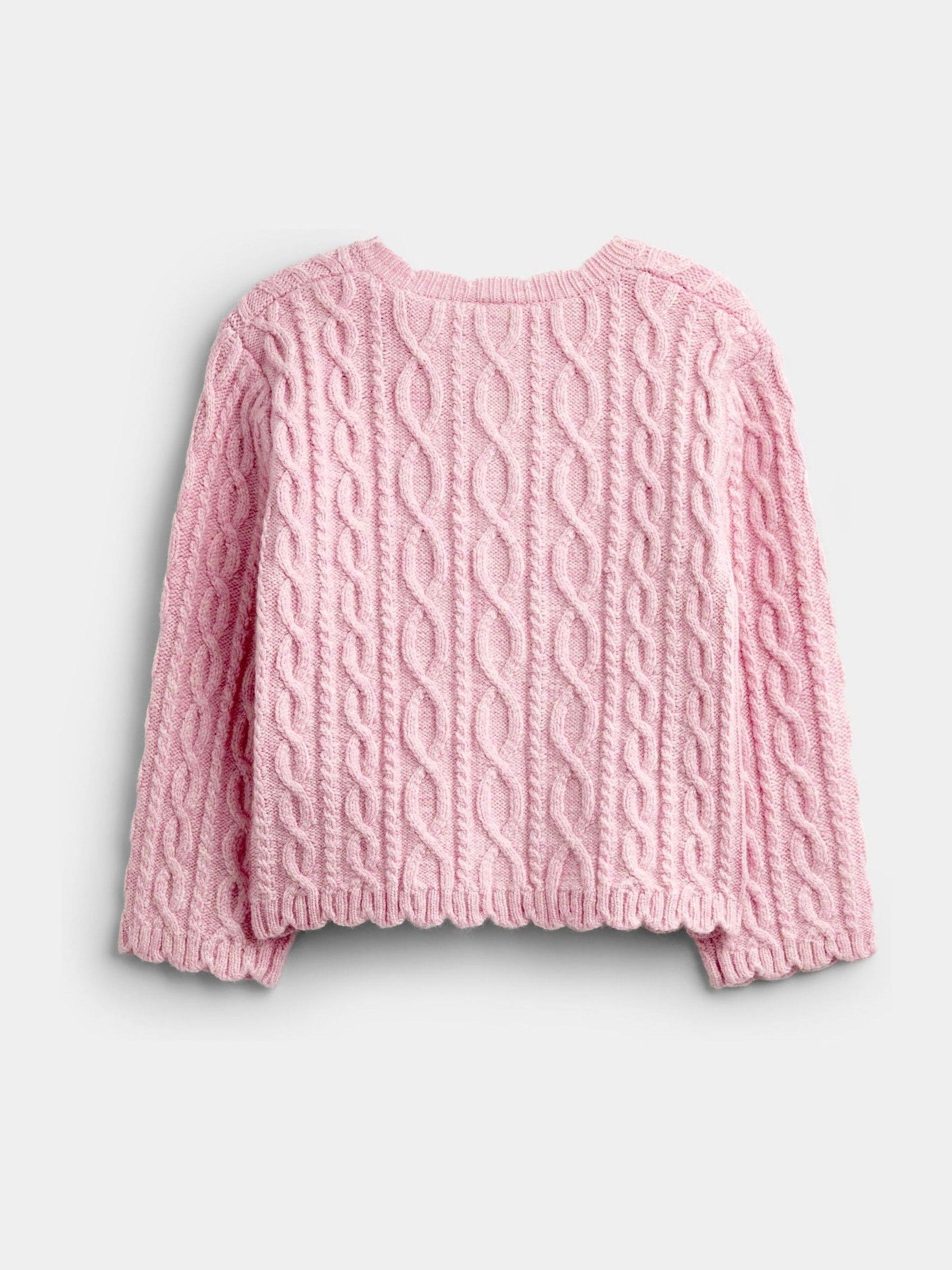 Dsiney Kidz - JoJo Maman Bébé Pink Peter Rabbit Flopsy Embroidered Cable Knit Cardigan image 2