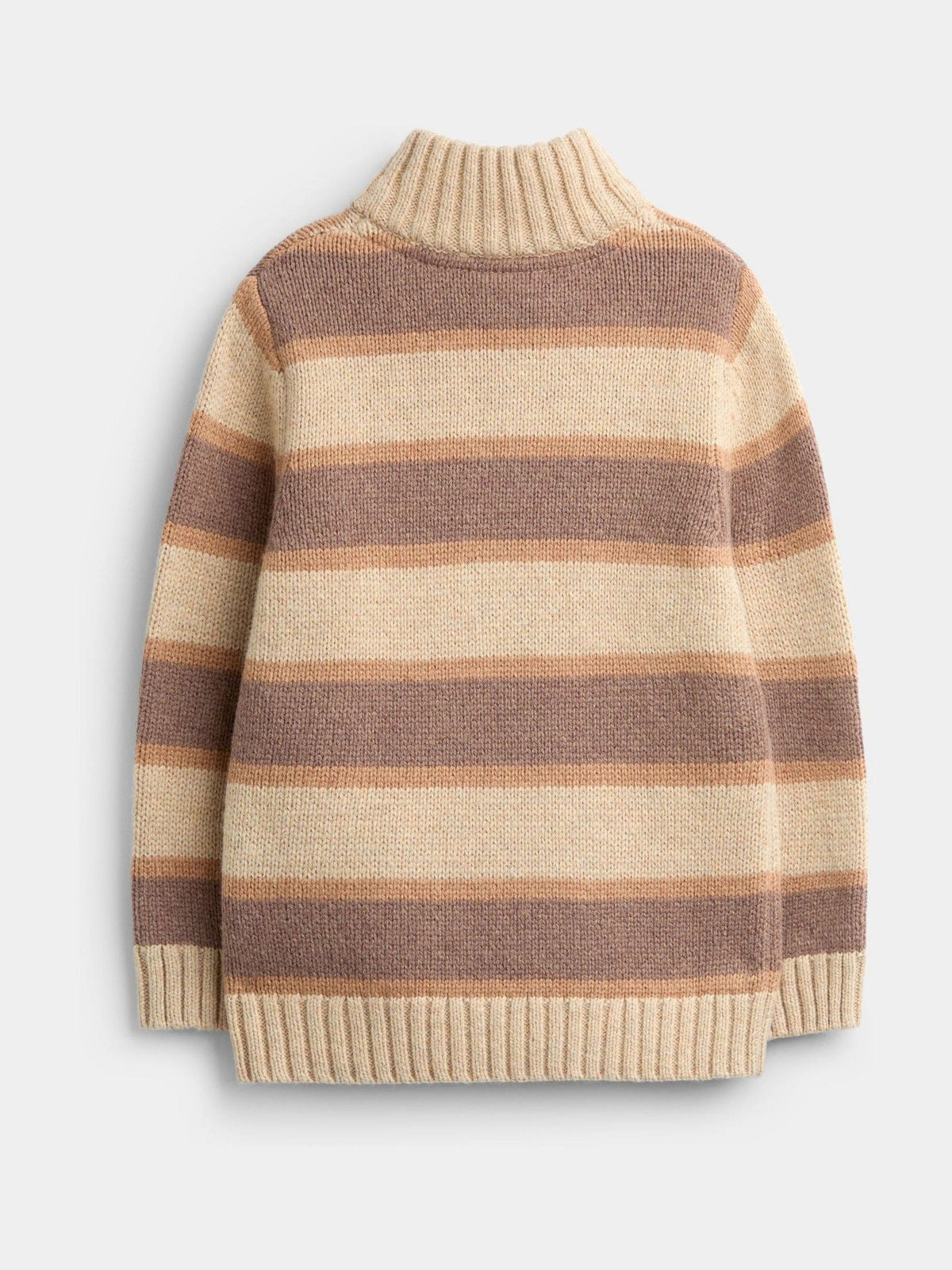 Dsiney Kidz - JoJo Maman Bébé Mid Brown Stripe Half Zip Knitted Jumper image 2