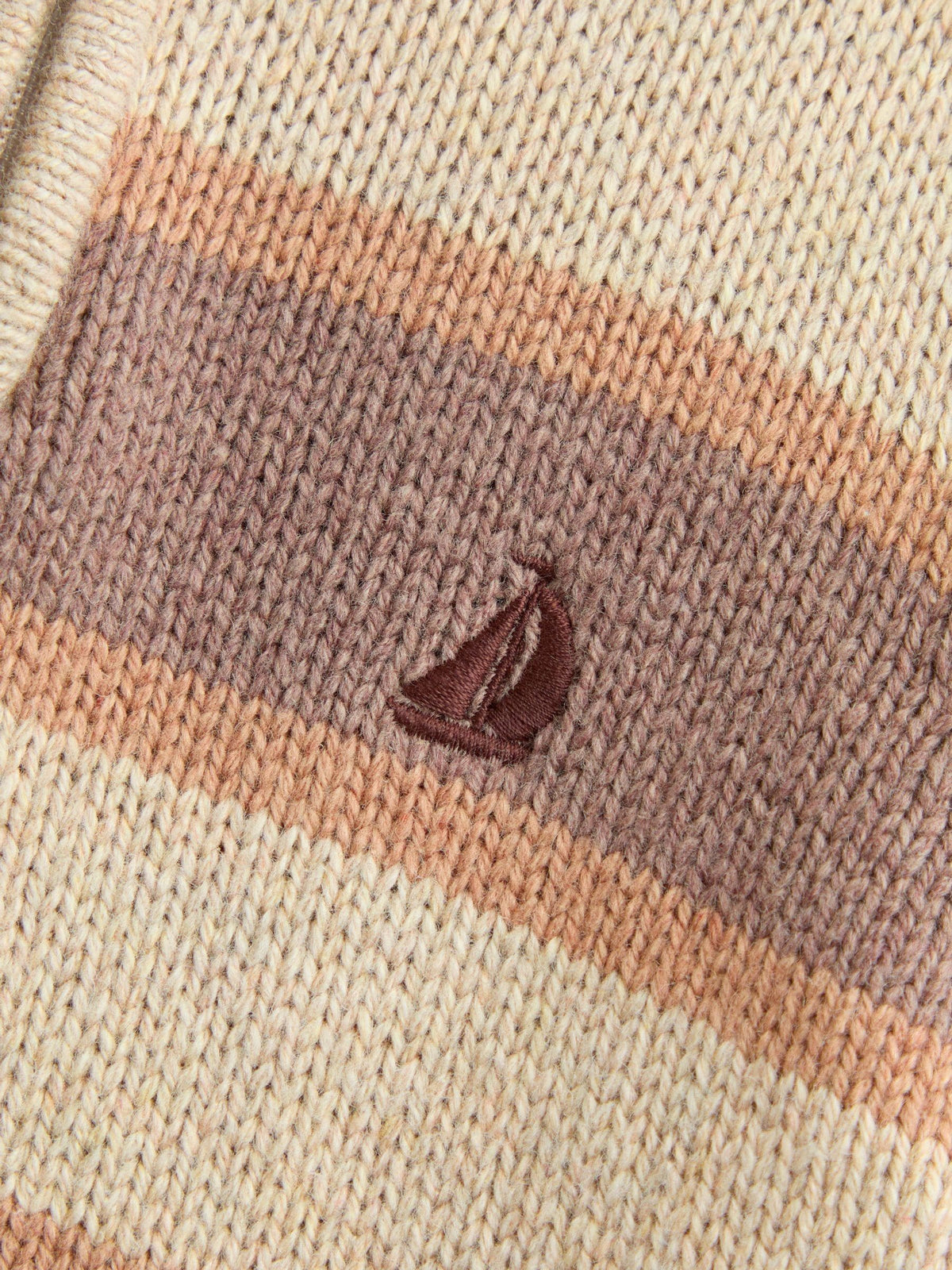 Dsiney Kidz - JoJo Maman Bébé Mid Brown Stripe Half Zip Knitted Jumper image 4