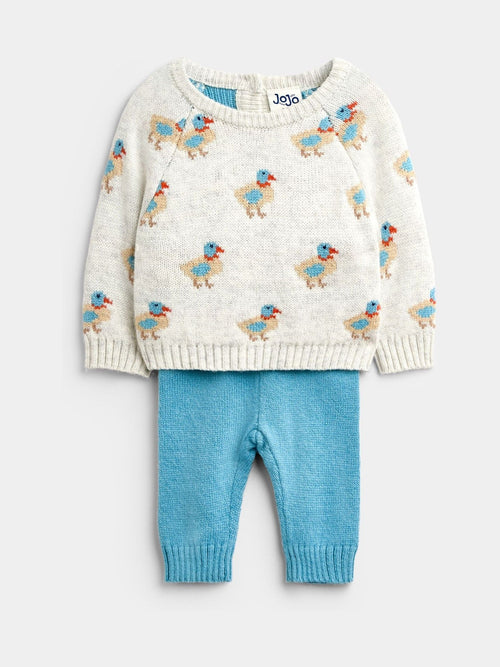 Dsiney Kidz - JoJo Maman Bébé Blue Duck Knitted Jumper & Leggings Set image 1
