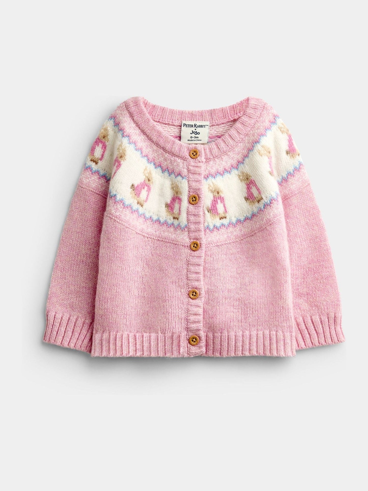 Dsiney Kidz - Jojo Maman Bébé Light Pink Peter Rabbit™ Flopsy Fairisle Cardigan & Legging Set image 2