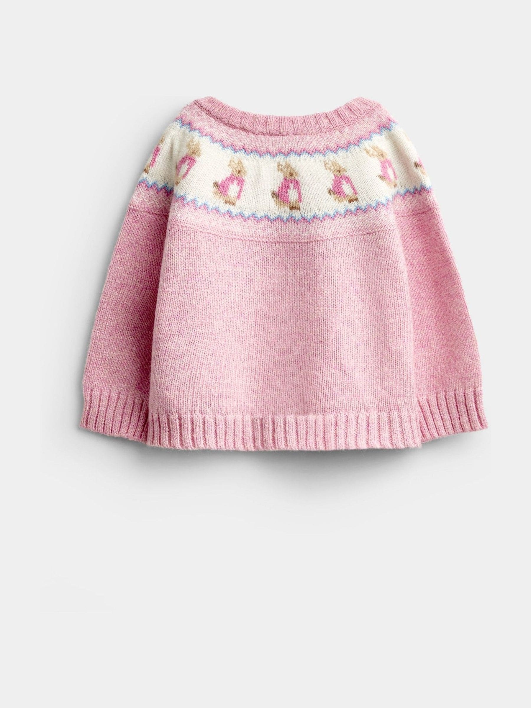 Dsiney Kidz - Jojo Maman Bébé Light Pink Peter Rabbit™ Flopsy Fairisle Cardigan & Legging Set image 3