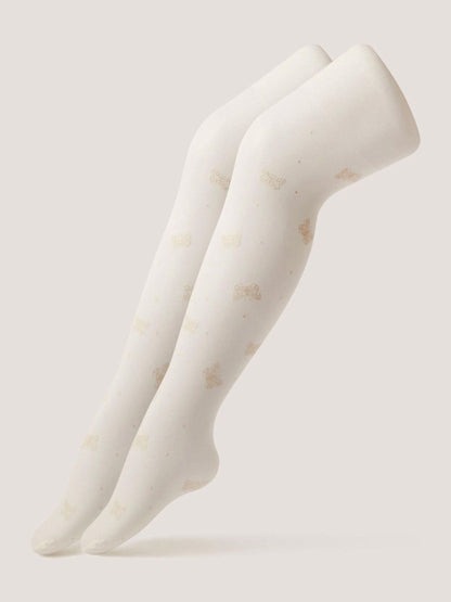 Monsoon White Polka Dot Butterfly Tights 2-Pack image 1