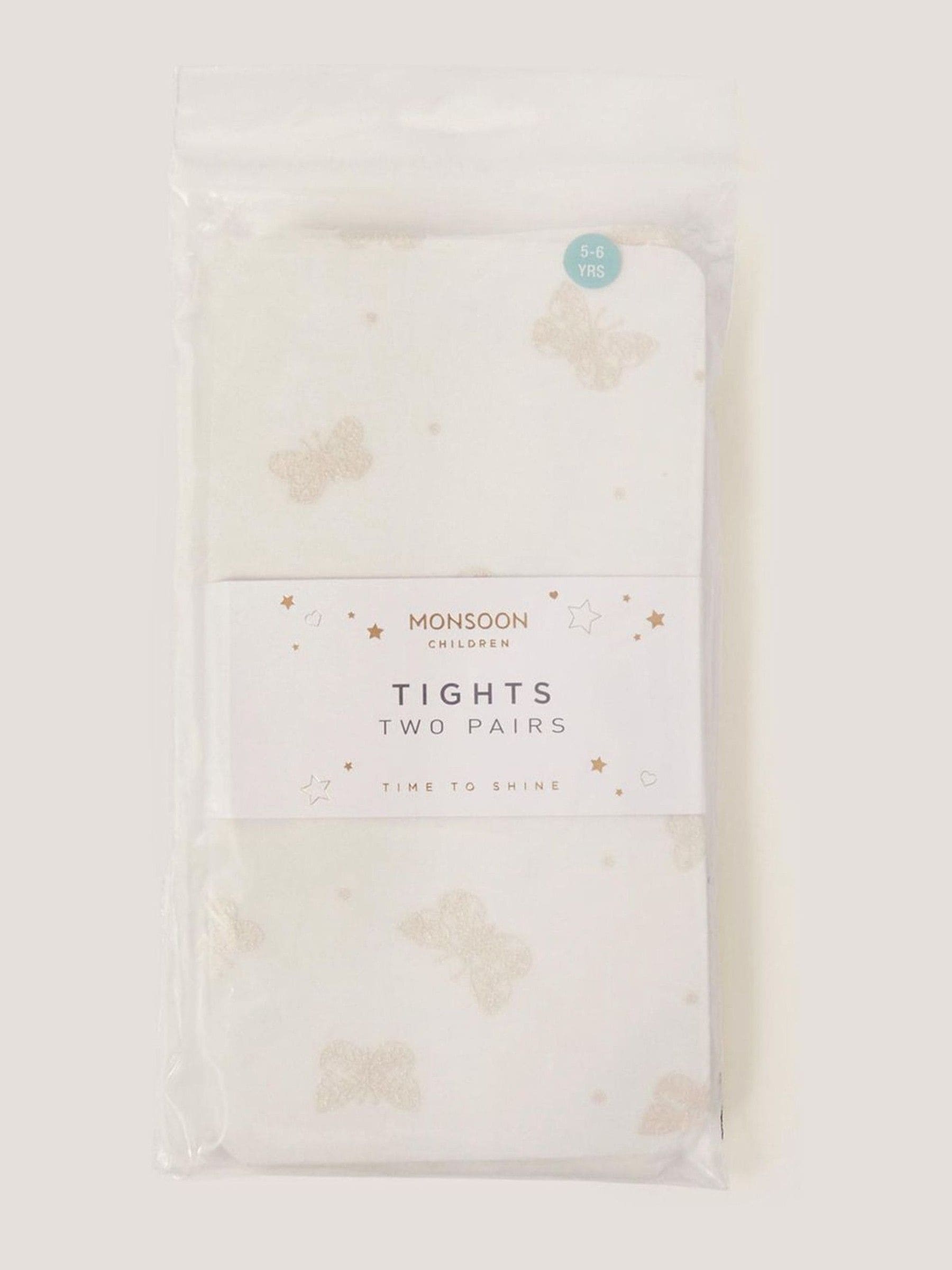 Monsoon White Polka Dot Butterfly Tights 2-Pack image 2