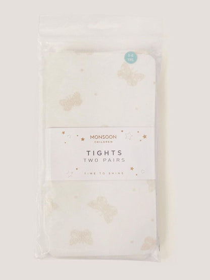 Monsoon White Polka Dot Butterfly Tights 2-Pack image 2