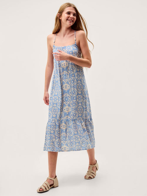 Monsoon Blue Ikat Print Strappy Dress image 1