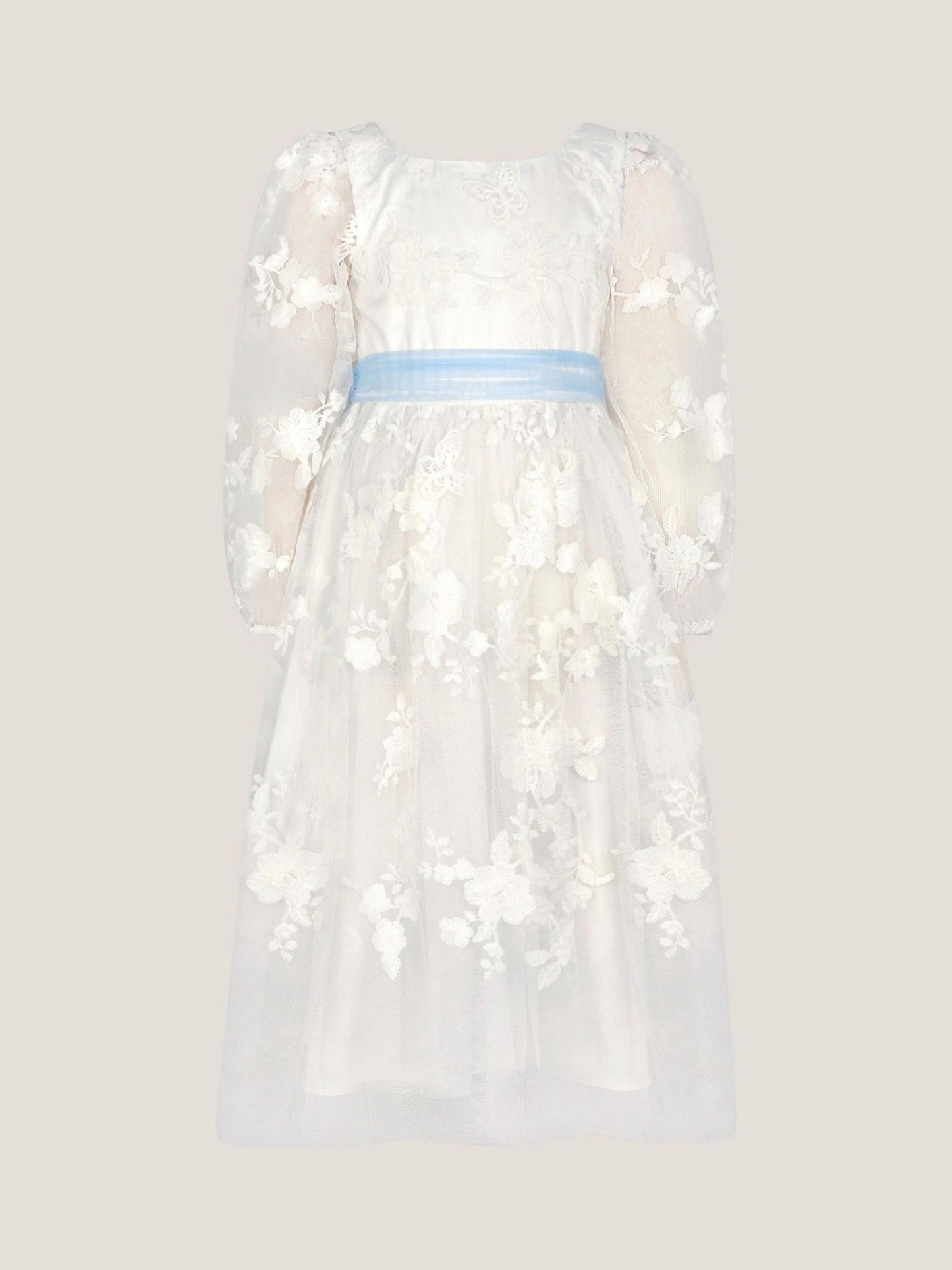 Monsoon Cream Beatrice Floral Embroidered Tulle Dress image 2