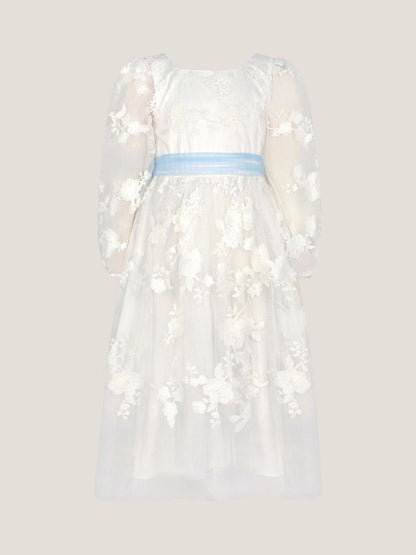 Monsoon Cream Beatrice Floral Embroidered Tulle Dress image 2