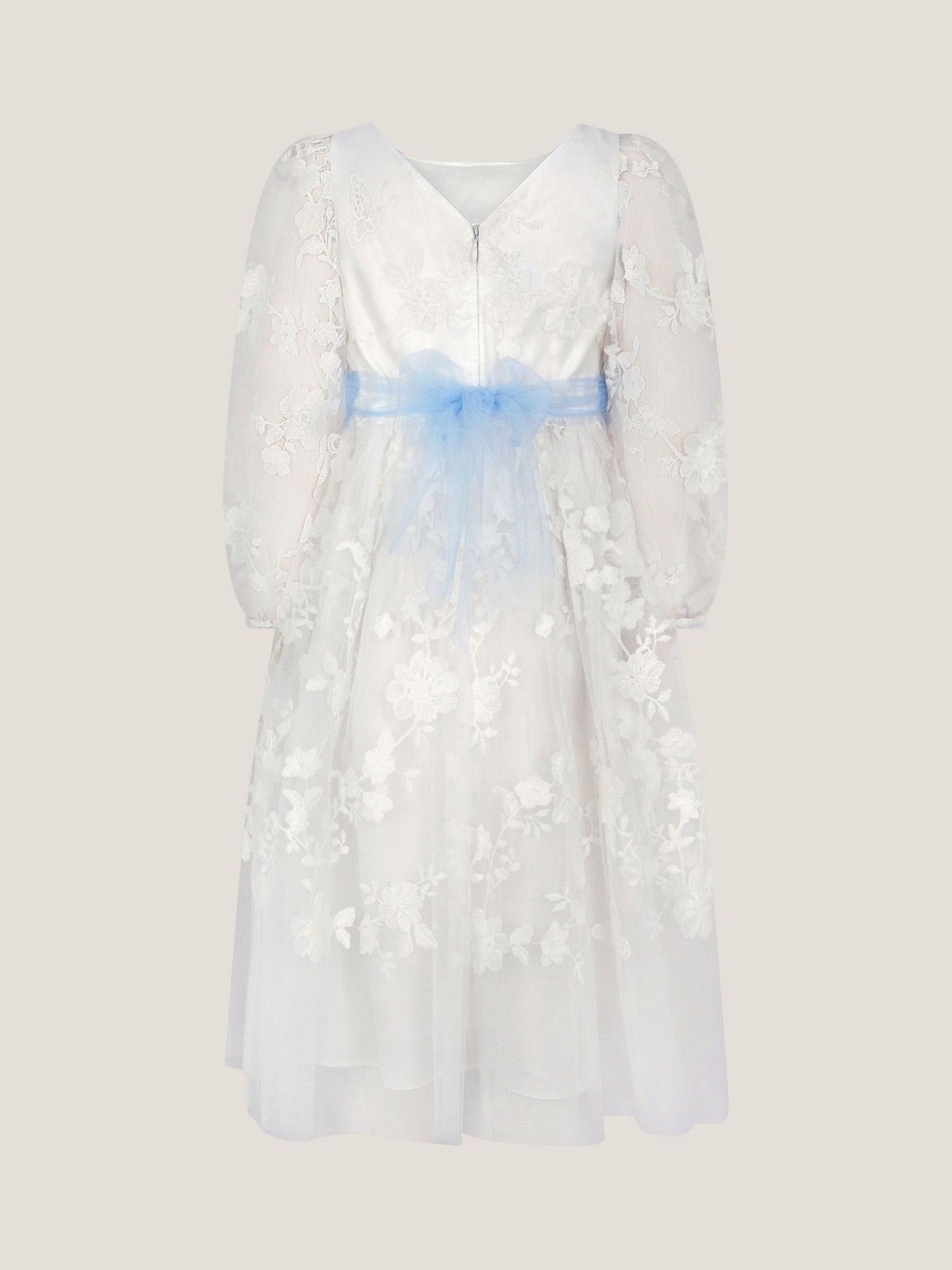 Monsoon Cream Beatrice Floral Embroidered Tulle Dress image 3
