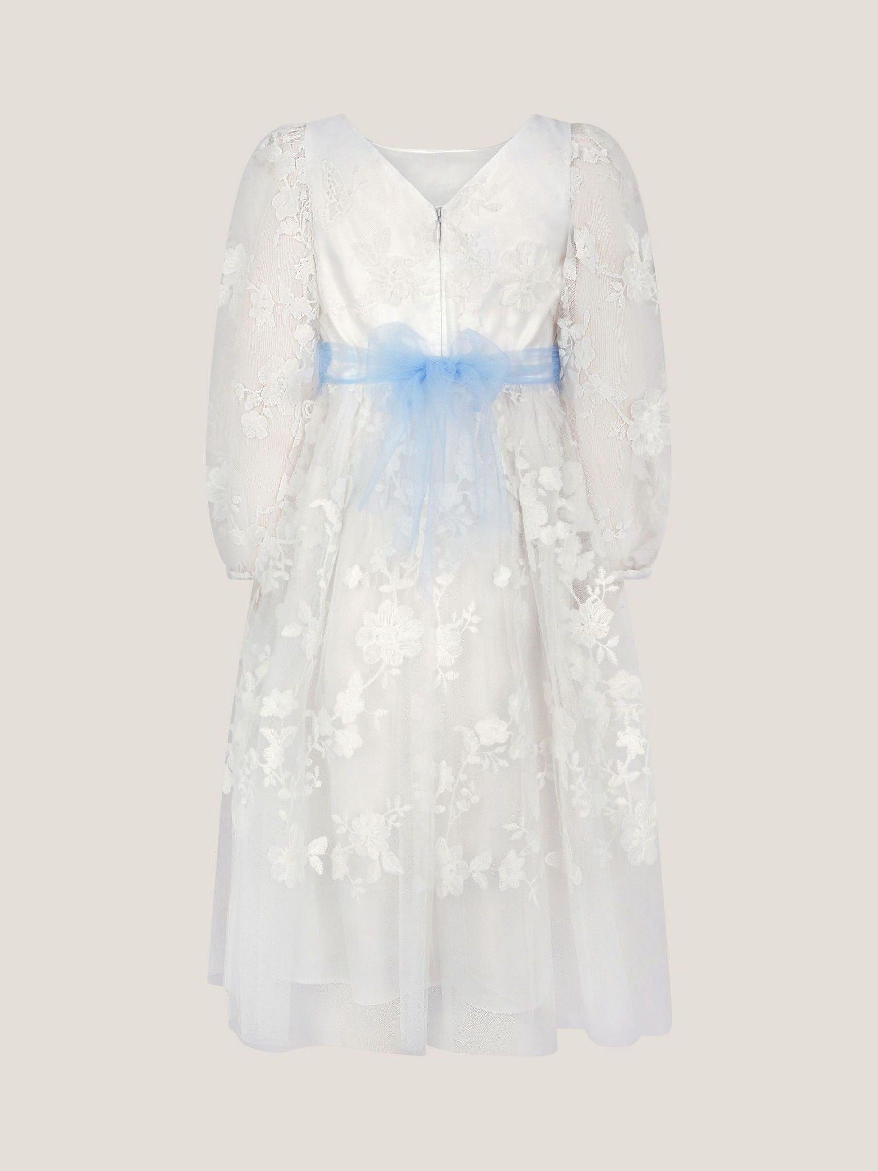Monsoon Cream Beatrice Floral Embroidered Tulle Dress image 3