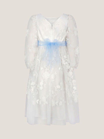 Monsoon Cream Beatrice Floral Embroidered Tulle Dress image 3