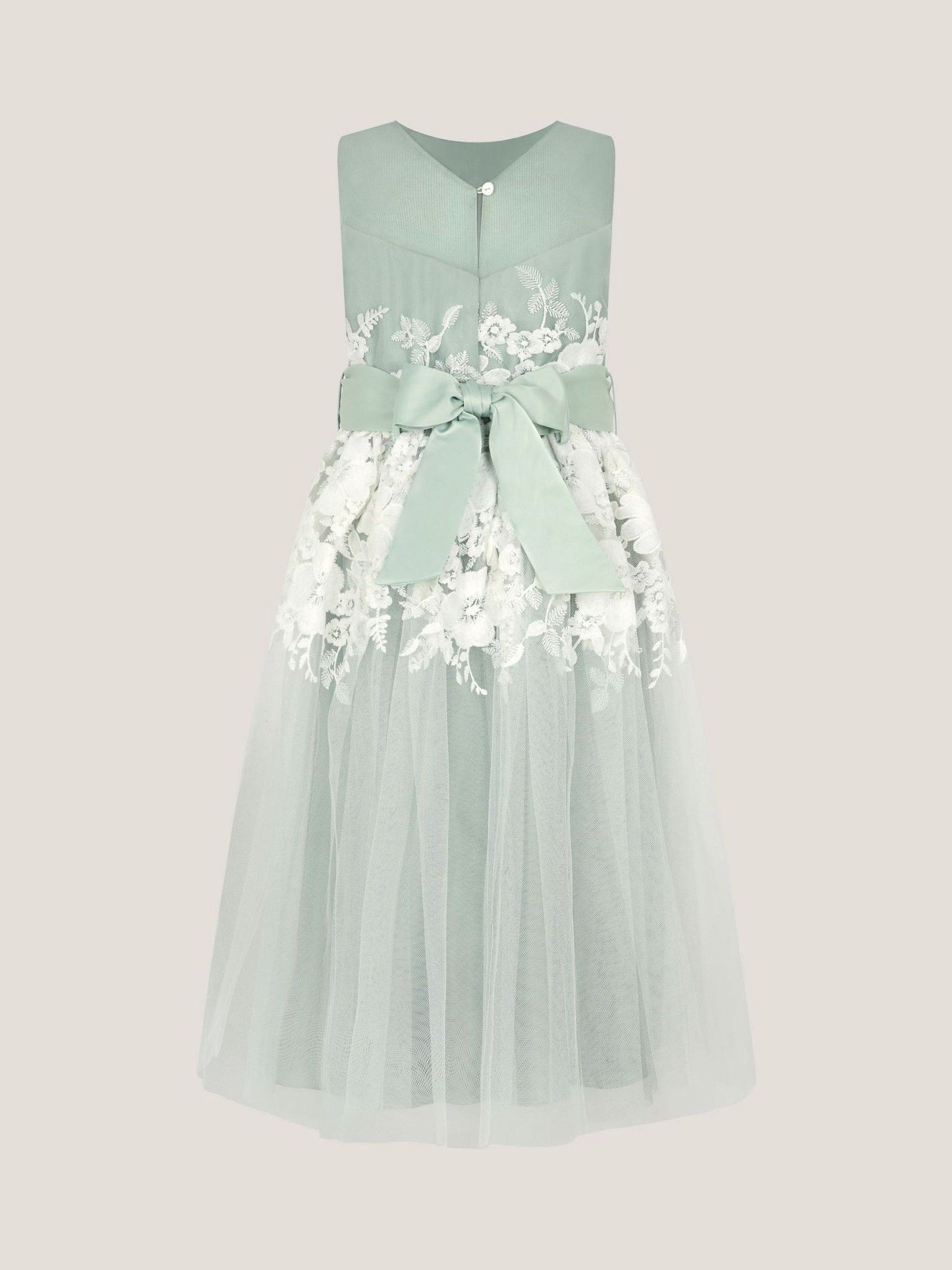 Monsoon Sage Green Felicity Floral Embroidered Mesh Dress image 3