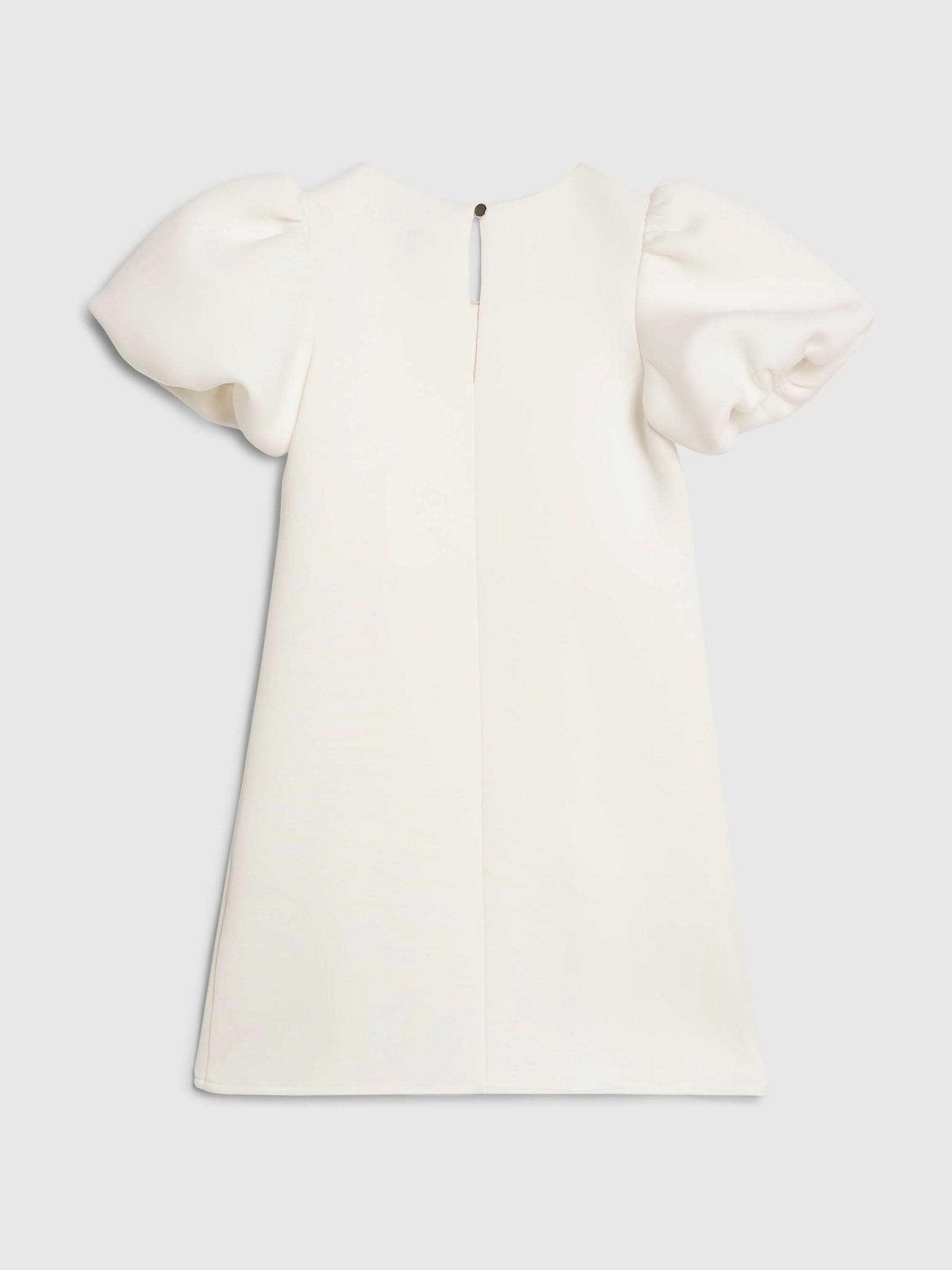 River Island White Puff Sleeve Scuba Bow Dress image 2