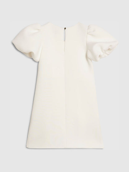 River Island White Puff Sleeve Scuba Bow Dress image 2