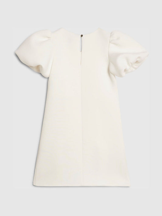 River Island White Puff Sleeve Scuba Bow Dress image 2