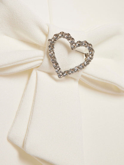 River Island White Puff Sleeve Scuba Bow Dress image 3