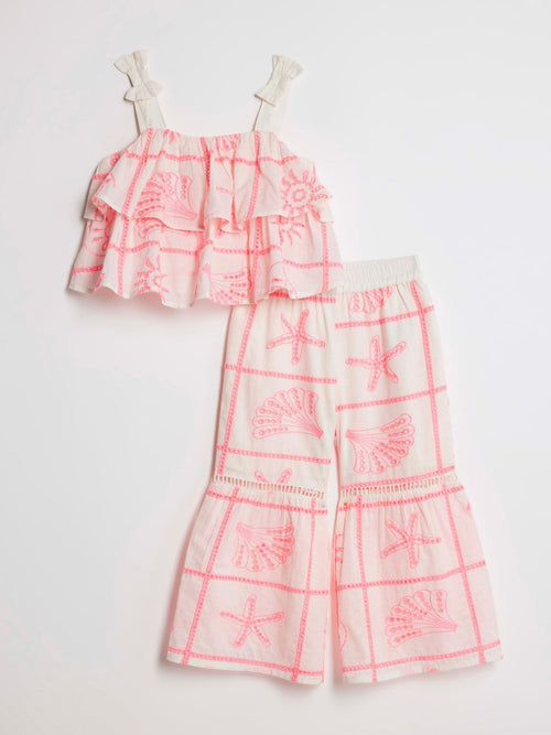 Dsiney Kidz - River Island Cream Broderie Frill Top & KickFlare Set image 1
