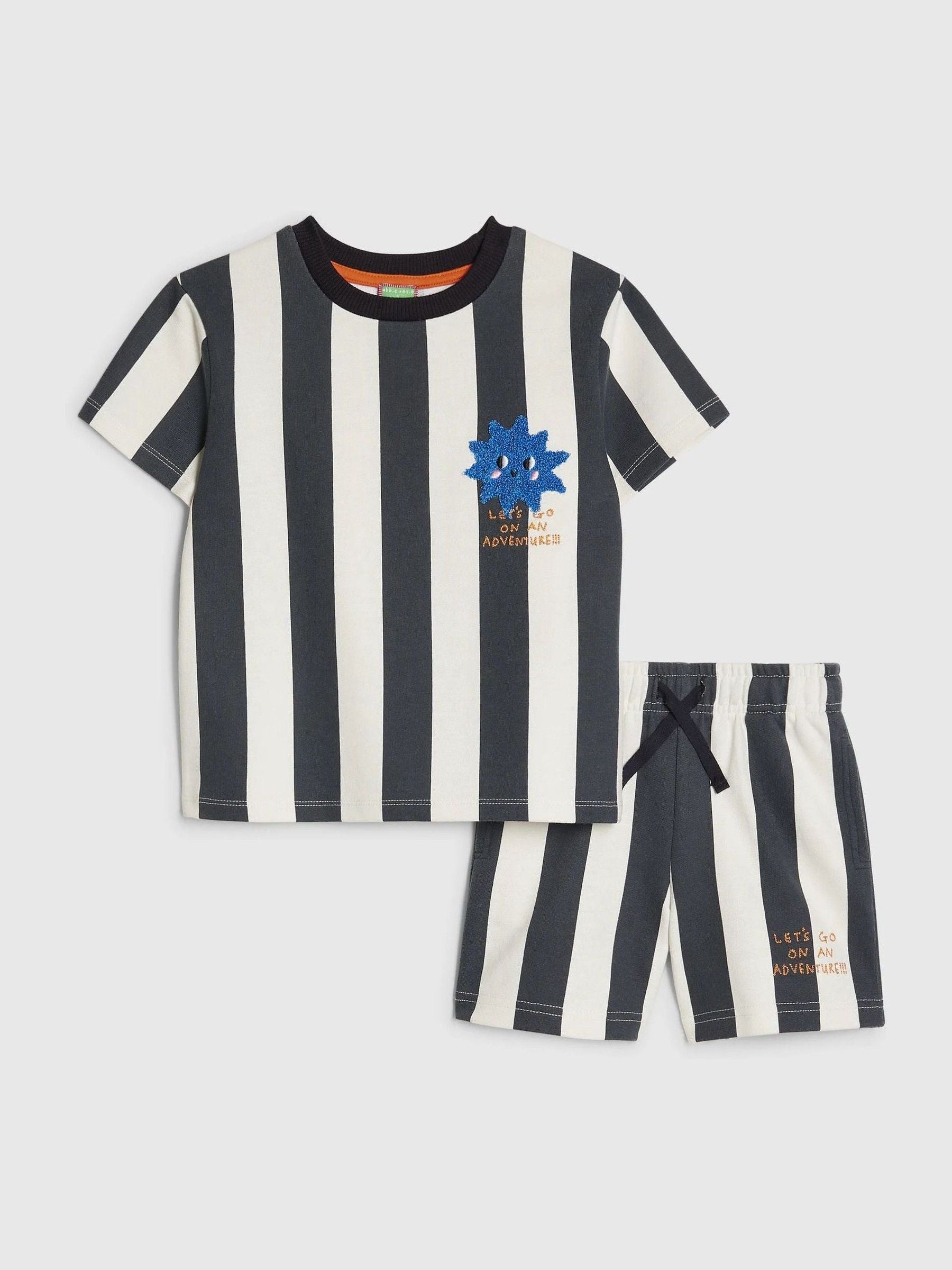 River Island Blue Abbie Rosie Oversized Striped T-Shirt & Shorts Set image 1