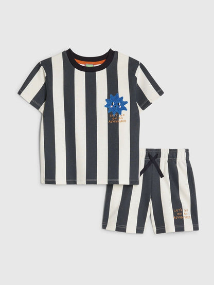 River Island Blue Abbie Rosie Oversized Striped T-Shirt & Shorts Set image 1