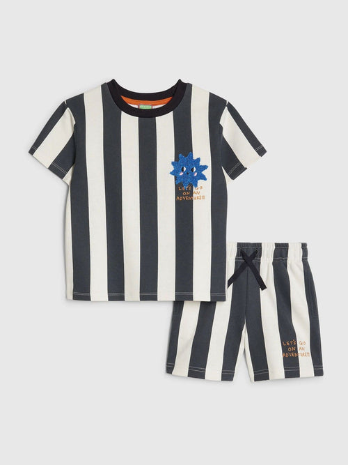River Island Blue Abbie Rosie Oversized Striped T-Shirt & Shorts Set image 1