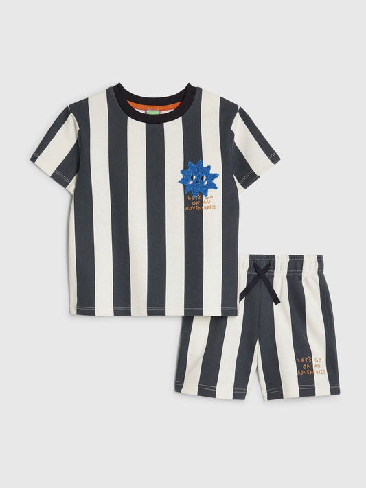 River Island Blue Abbie Rosie Oversized Striped T-Shirt & Shorts Set image 1