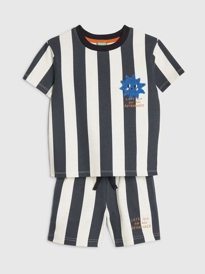 River Island Blue Abbie Rosie Oversized Striped T-Shirt & Shorts Set image 3