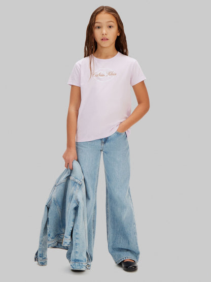Calvin Klein Purple Script Logo T-Shirt image 4