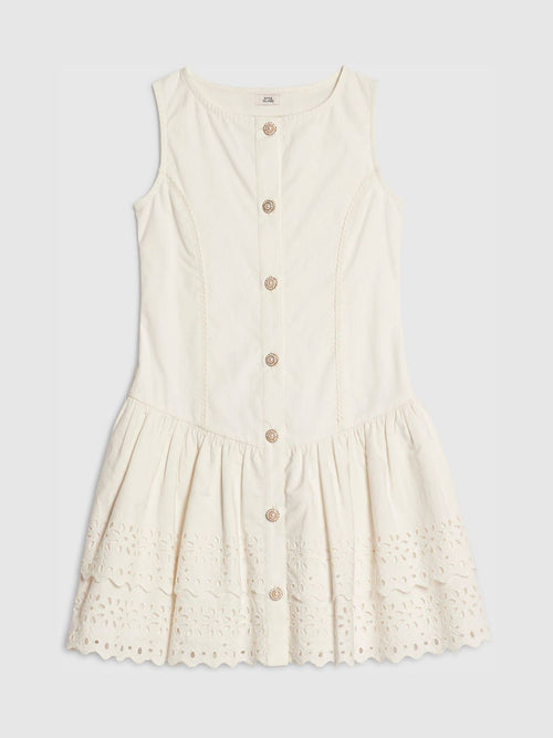 River Island White Beaded Drop Waist Dress image 1