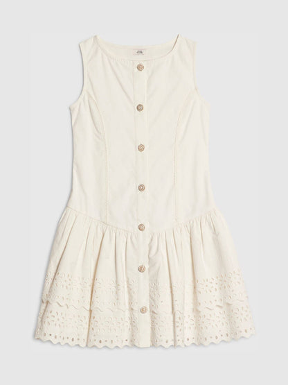 River Island White Beaded Drop Waist Dress image 1