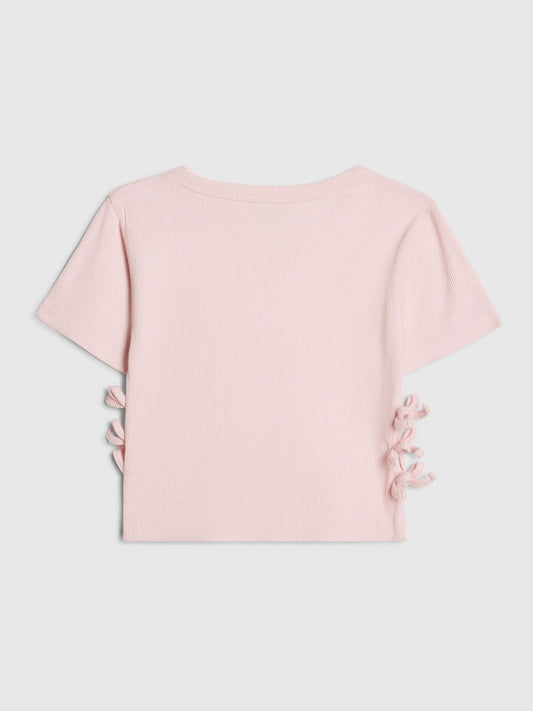Dsiney Kidz - River Island Pink 3D Bow Ribbed Top image 2