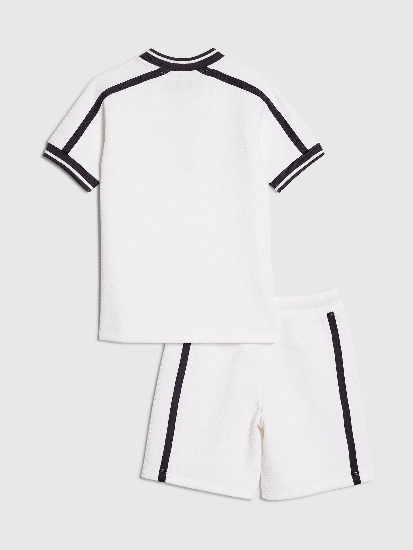 Dsiney Kidz - River Island White/Black Slim Fit Baseball Polo & Shorts Set image 2
