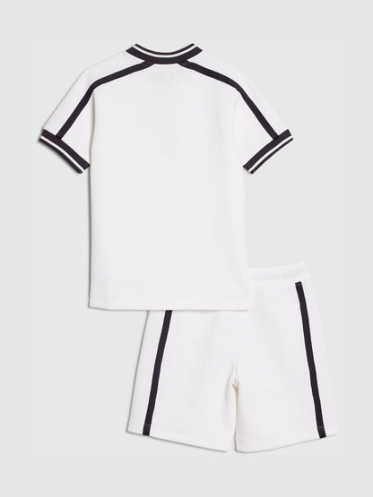 Dsiney Kidz - River Island White/Black Slim Fit Baseball Polo & Shorts Set image 2