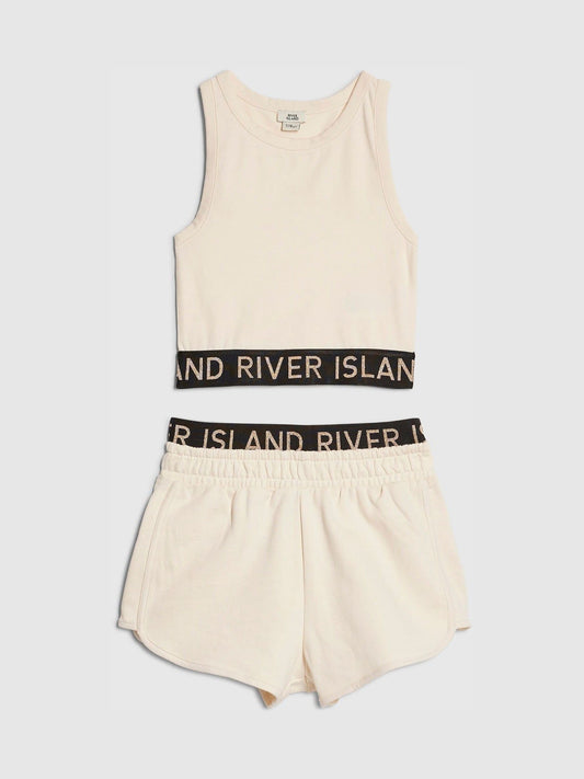 Dsiney Kidz - River Island Cream Logo Tank & Runner Short Set image 1