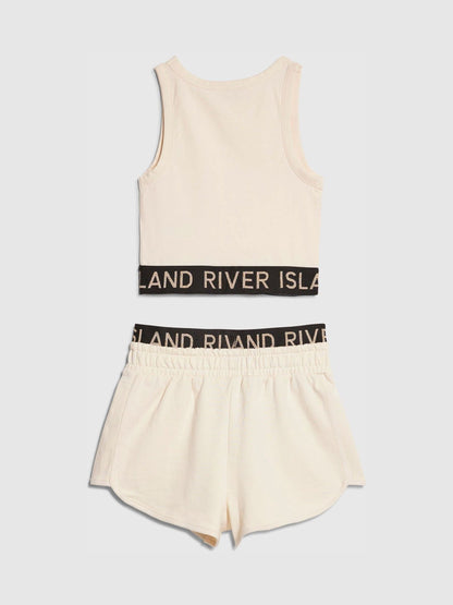 Dsiney Kidz - River Island Cream Logo Tank & Runner Short Set image 2